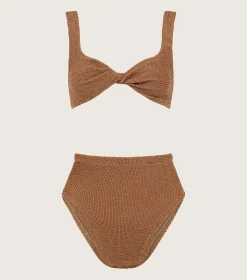 Hunza G Bikini Sets|Bralette-Jamie Bikini - Metallic Cocoa