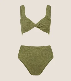 Hunza G Bikini Sets|Bralette-Jamie Bikini - Metallic Moss