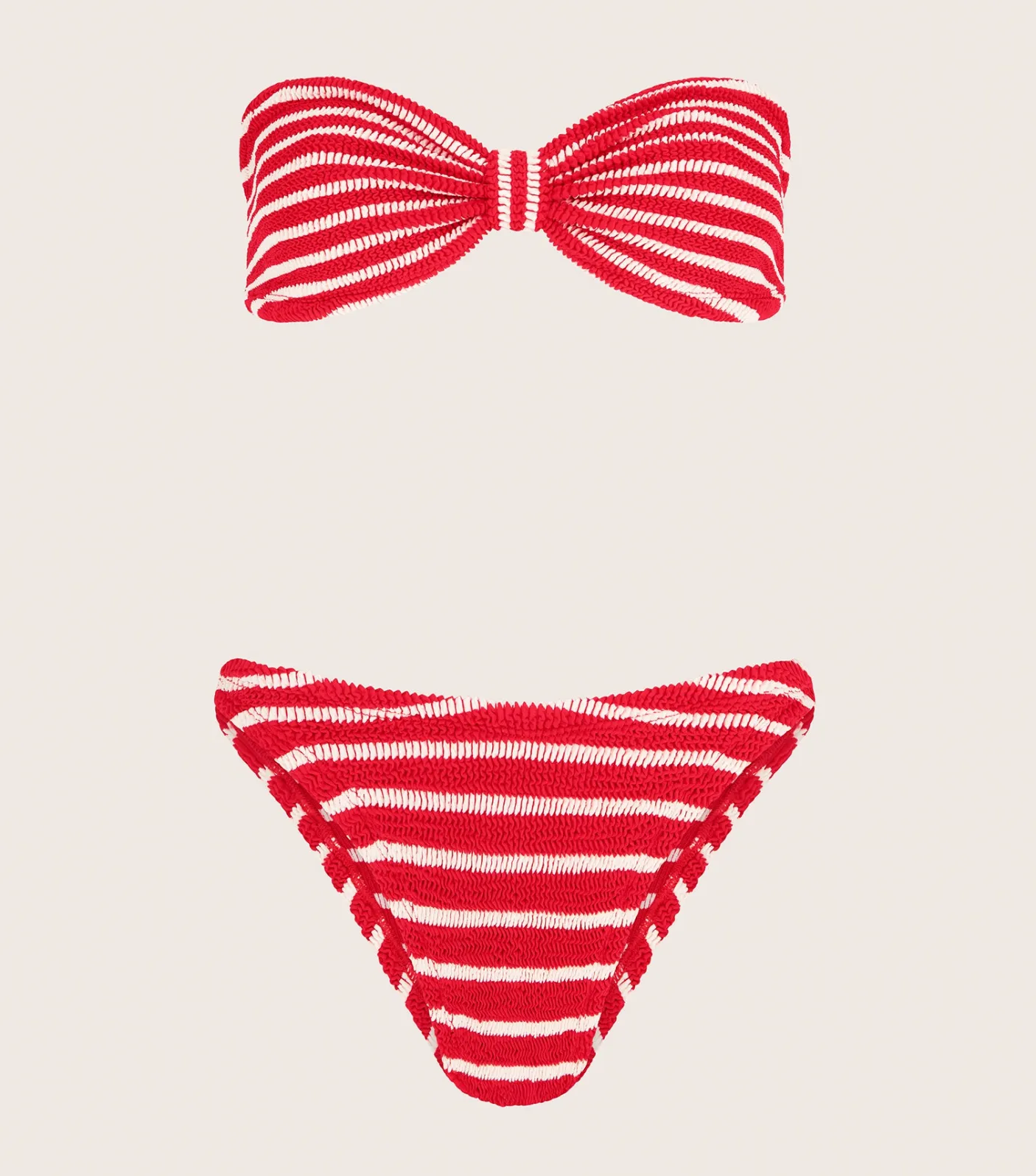 Hunza G Bikini Sets|Bandeau-Jean Bikini - Red/White Stripe