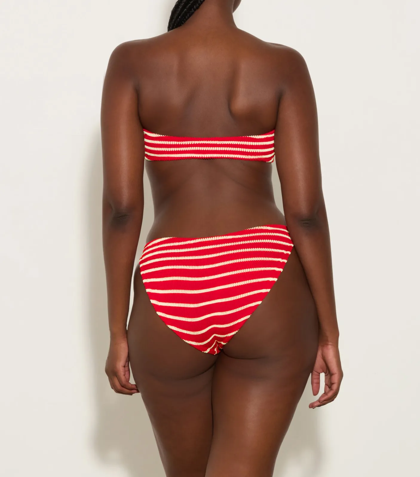 Hunza G Bikini Sets|Bandeau-Jean Bikini - Red/White Stripe