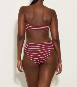 Hunza G Bikini Sets|Bandeau-Jean Bikini - Wine/White Stripe