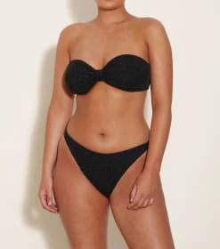 Hunza G Bikini Sets|Bandeau-Jean Lurex Bikini - Black/Gold