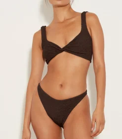 Hunza G Bikini Sets|Bralette-Juno Bikini - Metallic Chocolate