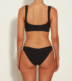 Hunza G Bikini Sets|Bralette-Juno Lurex Bikini - Black/Gold