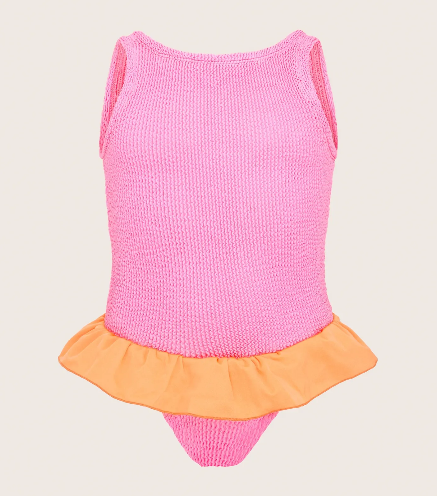 Hunza G Kids - 7-12 Yrs-Kids Duo Denise Swim - Bubblegum/Orange