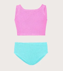 Hunza G Kids - 7-12 Yrs-Kids Duo Lyra Bikini - Bubblegum/Aqua