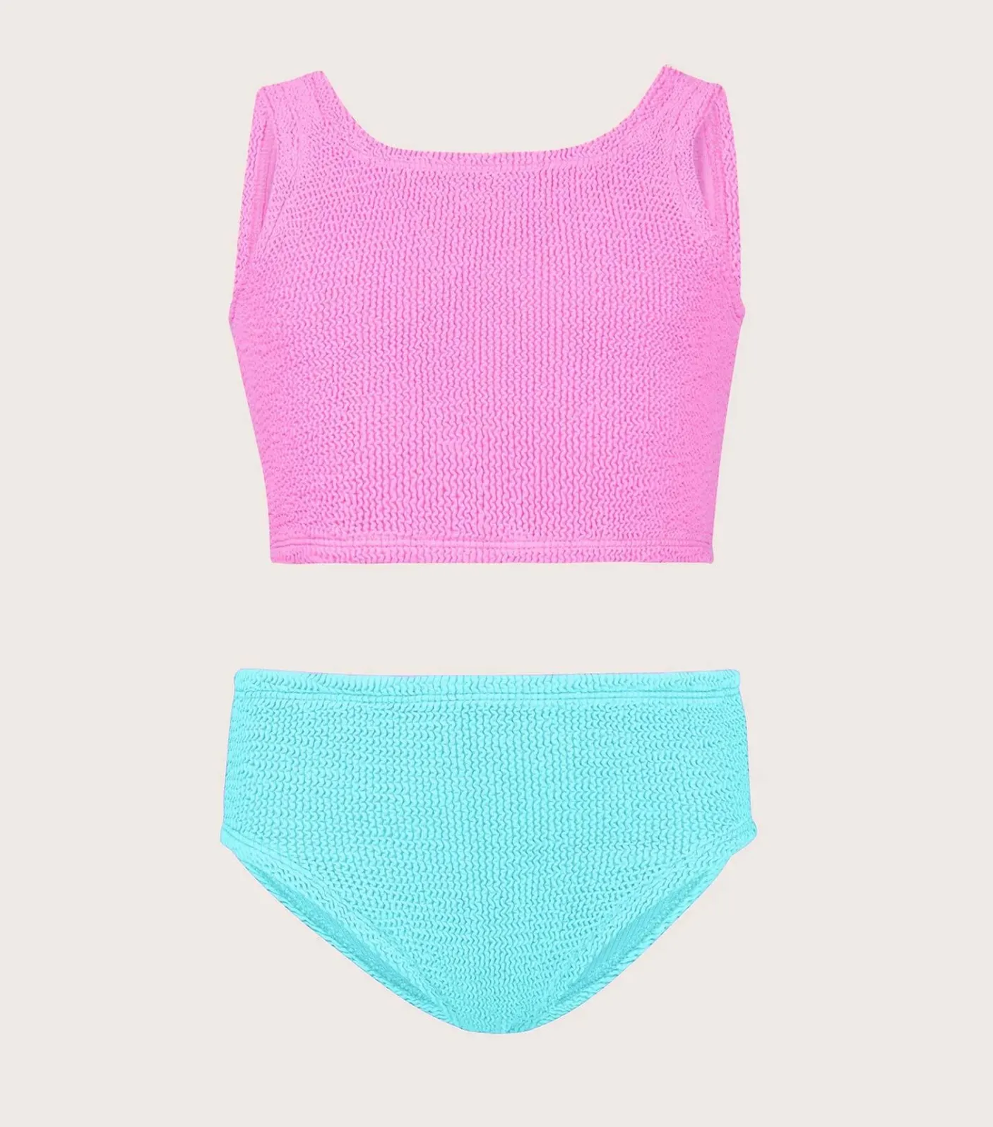 Hunza G Kids - 7-12 Yrs-Kids Duo Lyra Bikini - Bubblegum/Aqua