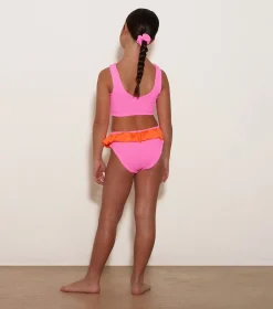 Hunza G Kids - 7-12 Yrs-Kids Duo Olive Bikini - Bubblegum/Orange