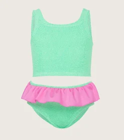 Hunza G Kids - 7-12 Yrs-Kids Duo Olive Bikini - Lime/Bubblegum