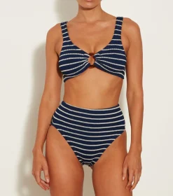 Hunza G Bikini Sets|Bralette-Nadine Bikini - Navy/White Stripe