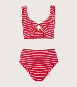 Hunza G Bikini Sets|Bralette-Nadine Bikini - Red/White Stripe