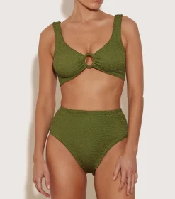 Hunza G Bikini Sets|Bralette-Nadine Bikini With Tonal Hoops - Metallic Moss