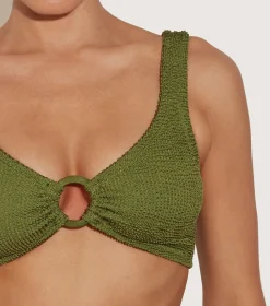Hunza G Bikini Sets|Bralette-Nadine Bikini With Tonal Hoops - Metallic Moss