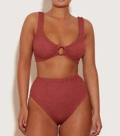 Hunza G Bikini Sets|Bralette-Nadine Bikini With Tonal Hoops - Metallic Rosewood
