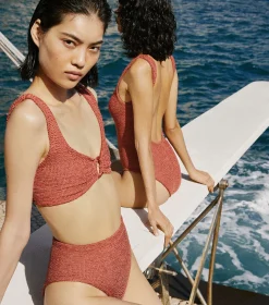 Hunza G Bikini Sets|Bralette-Nadine Bikini With Tonal Hoops - Metallic Rosewood