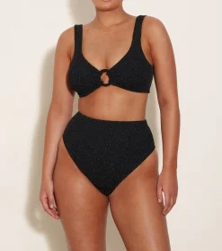 Hunza G Bikini Sets|Bralette-Nadine Lurex Bikini - Black/Gold