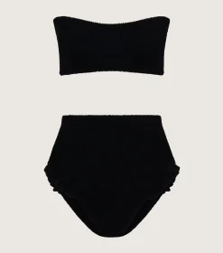 Hunza G Bikini Sets|Bandeau-Osiris Frill Bikini - Black