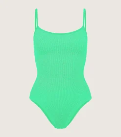 Hunza G Scoop Neck-Pamela Swim - Lime