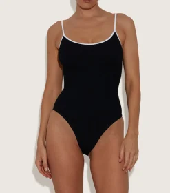 Hunza G Scoop Neck-Pamela Swim Contrast - Black/White