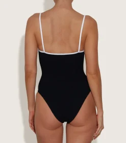 Hunza G Scoop Neck-Pamela Swim Contrast - Black/White