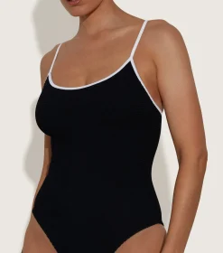Hunza G Scoop Neck-Pamela Swim Contrast - Black/White
