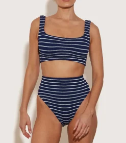 Hunza G Bikini Sets|Bralette-Patricia Bikini - Navy/White Stripe