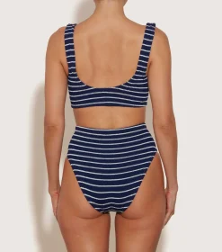 Hunza G Bikini Sets|Bralette-Patricia Bikini - Navy/White Stripe