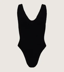 Hunza G V Neck-Sadie Swim - Black