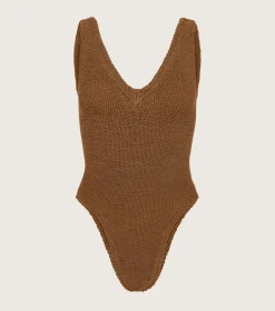 Hunza G V Neck-Sadie Swim - Metallic Cocoa