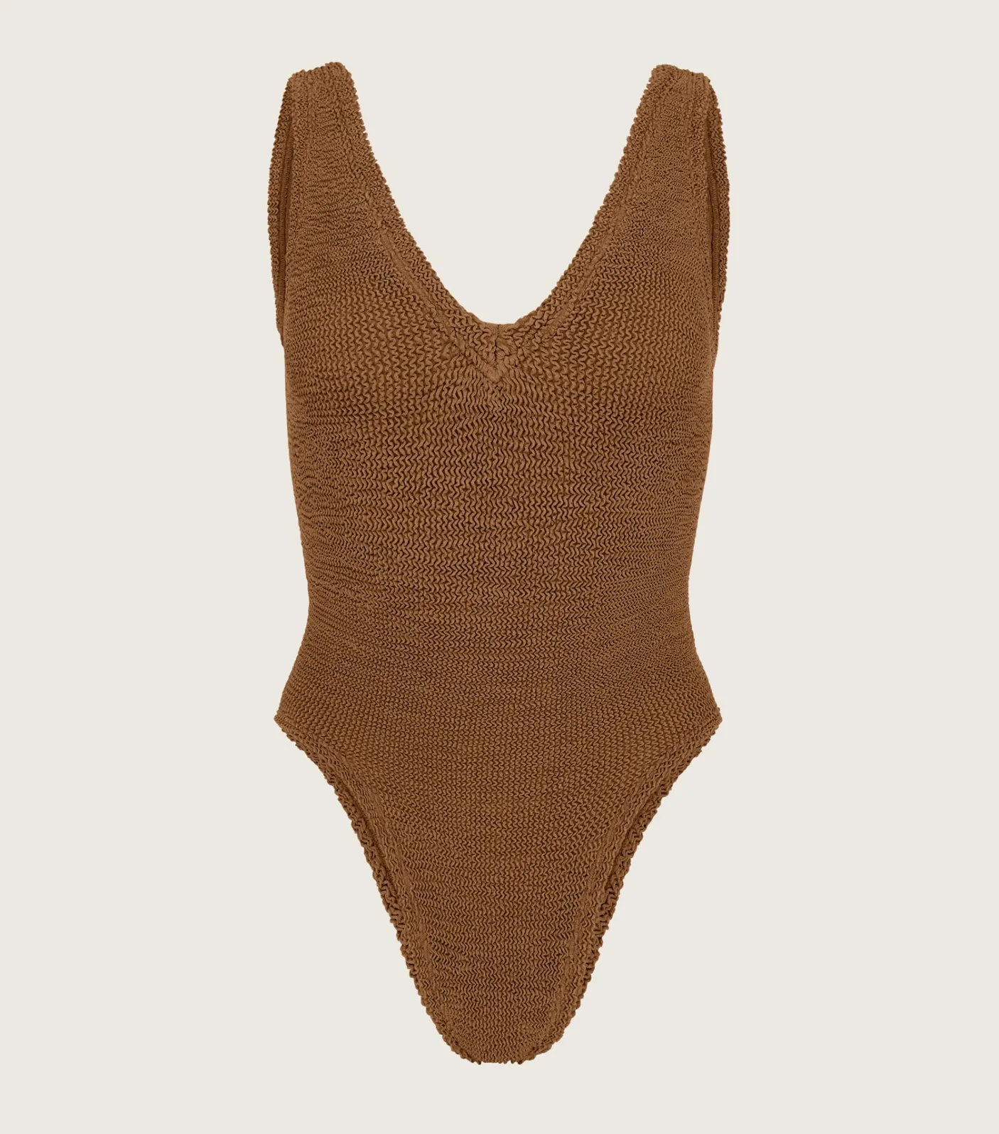 Hunza G V Neck-Sadie Swim - Metallic Cocoa