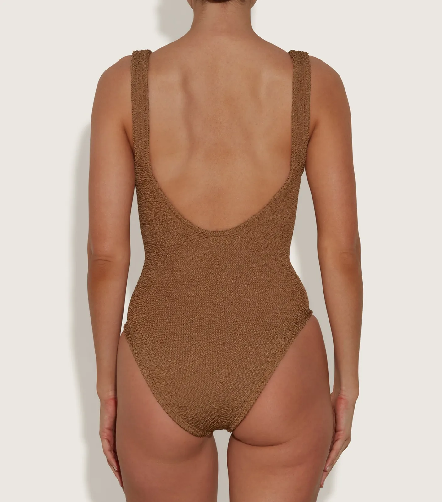 Hunza G V Neck-Sadie Swim - Metallic Cocoa