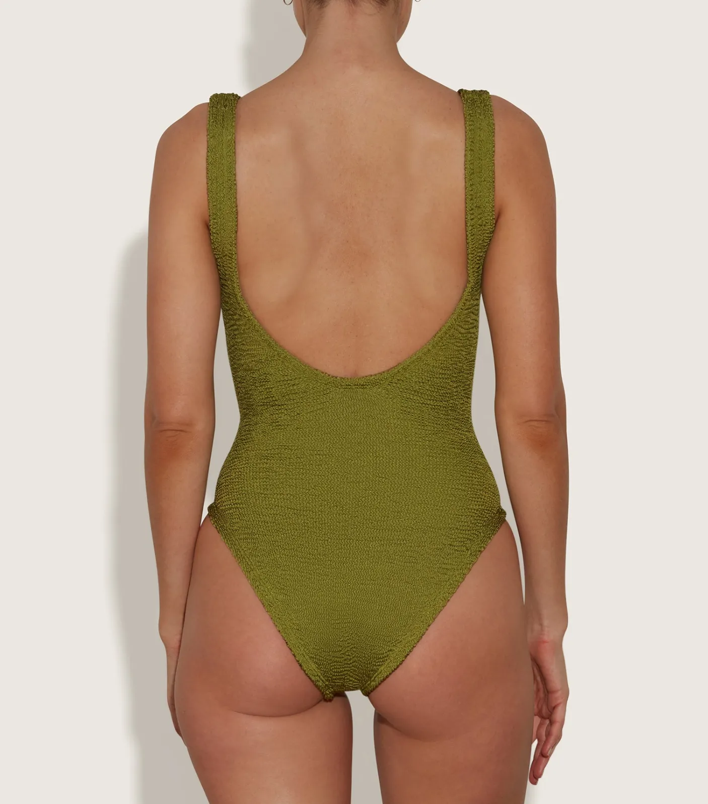 Hunza G V Neck-Sadie Swim - Metallic Moss
