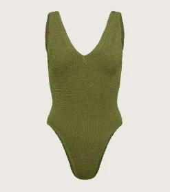 Hunza G V Neck-Sadie Swim - Metallic Moss