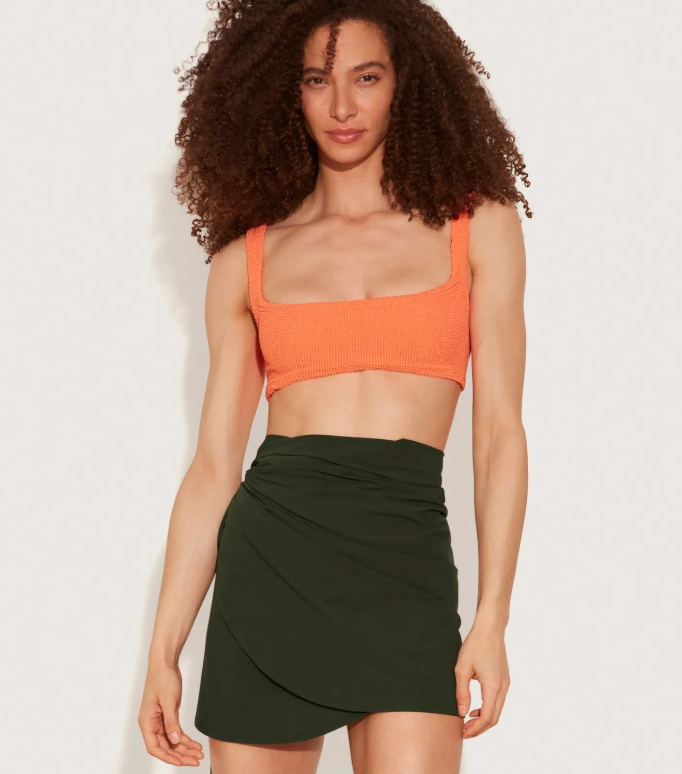 Hunza G Shorts And Skirts|Sarongs-Short Sarong - Khaki