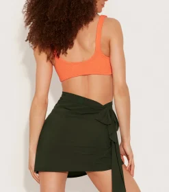 Hunza G Shorts And Skirts|Sarongs-Short Sarong - Khaki