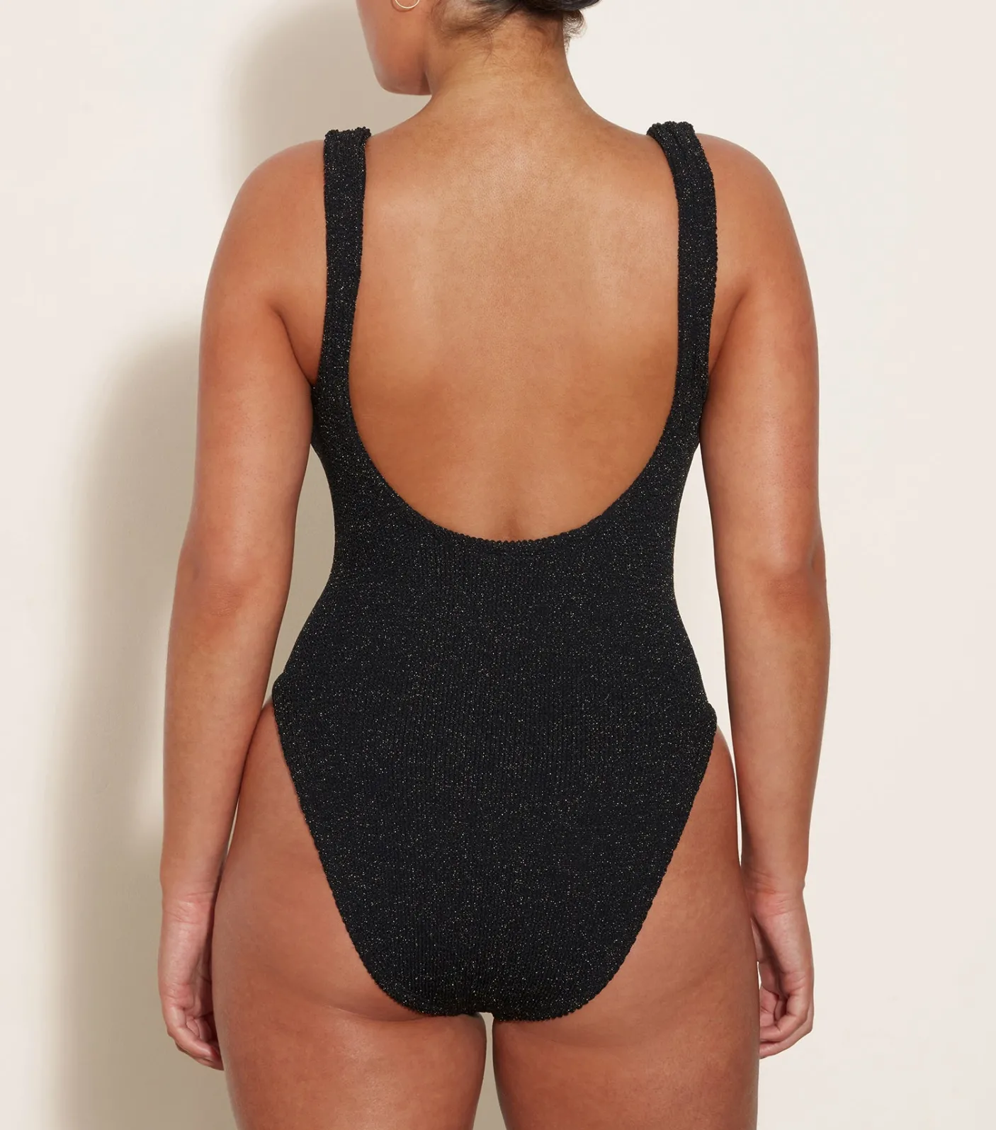 Hunza G Square Neck-Square Neck Lurex Swim - Black/Gold