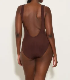 Hunza G Square Neck-Square Neck Nile Swim - Metallic Chocolate