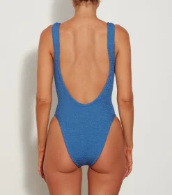 Hunza G Square Neck-Square Neck Swim - Metallic Denim