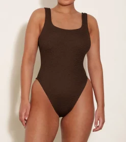 Hunza G Square Neck-Square Neck Swim - Metallic Chocolate
