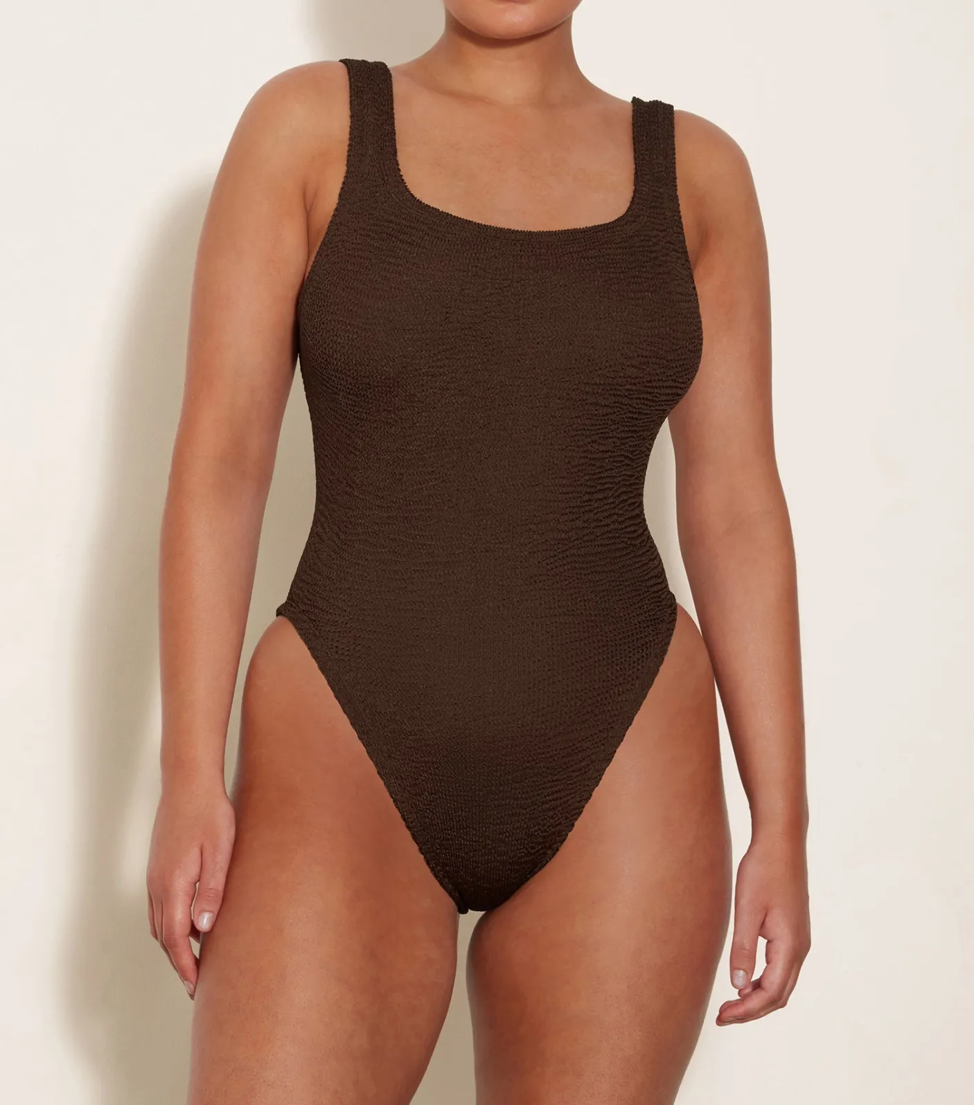 Hunza G Square Neck-Square Neck Swim - Metallic Chocolate