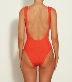 Hunza G Square Neck-Square Neck Swim - Metallic Tangerine