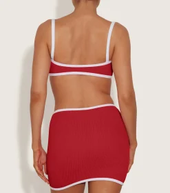 Hunza G Shorts And Skirts-Swimskirt Bikini Bottom - Red/White