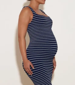 Hunza G Dresses-Tank Dress - Navy/White Stripe