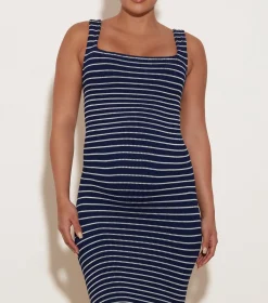 Hunza G Dresses-Tank Dress - Navy/White Stripe