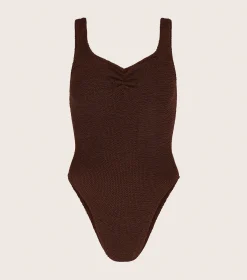 Hunza G Scoop Neck-Tonya Swim - Metallic Chocolate