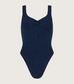 Hunza G Scoop Neck-Tonya Swim Lurex - Navy/Silver
