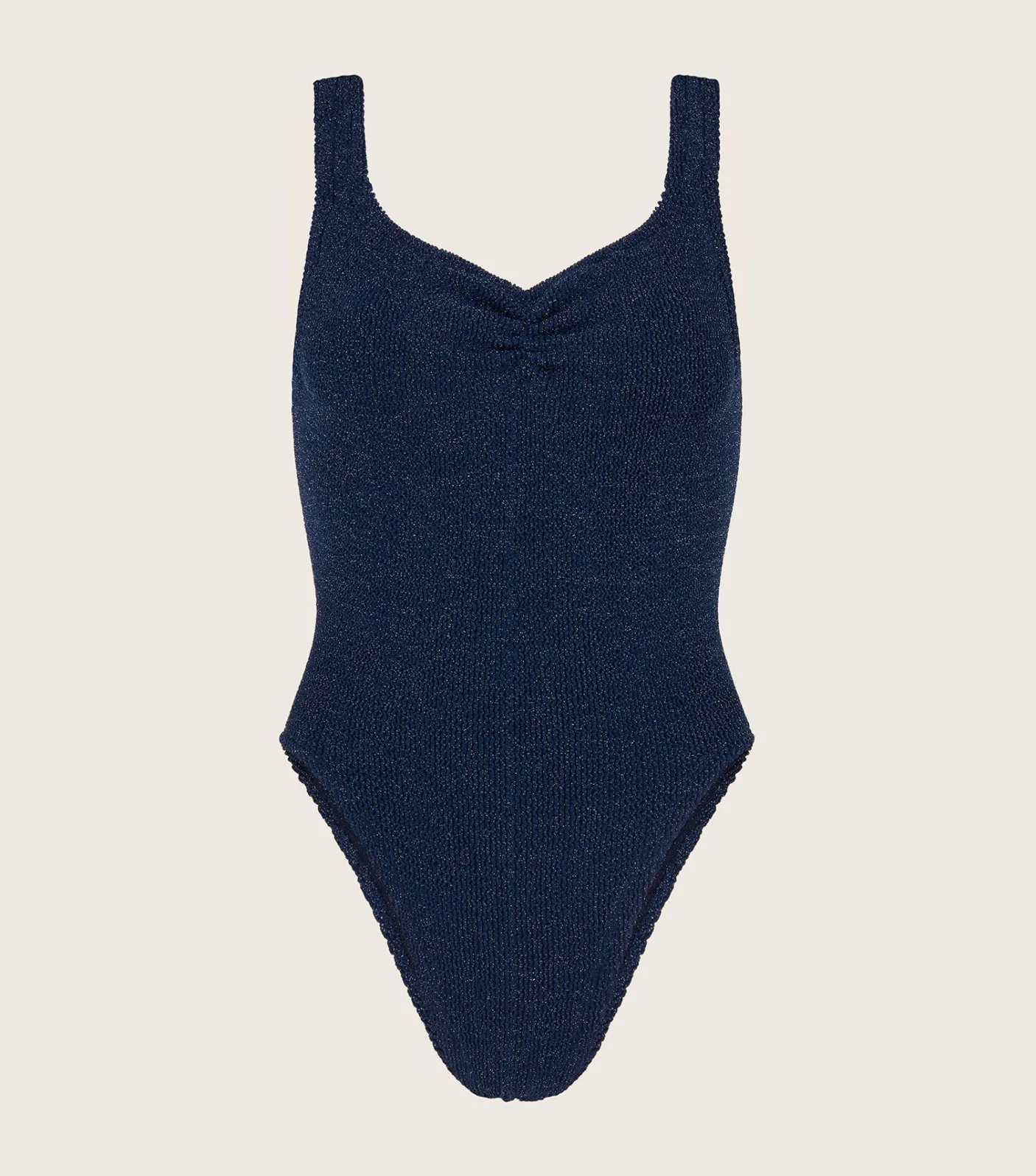 Hunza G Scoop Neck-Tonya Swim Lurex - Navy/Silver